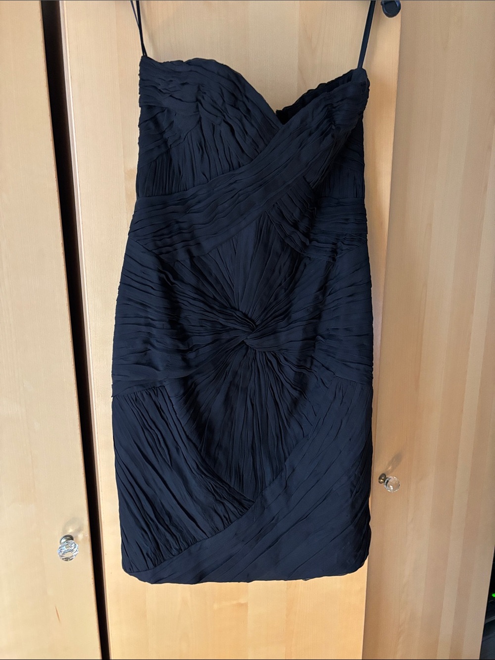 Black Ruched Strapless Dress